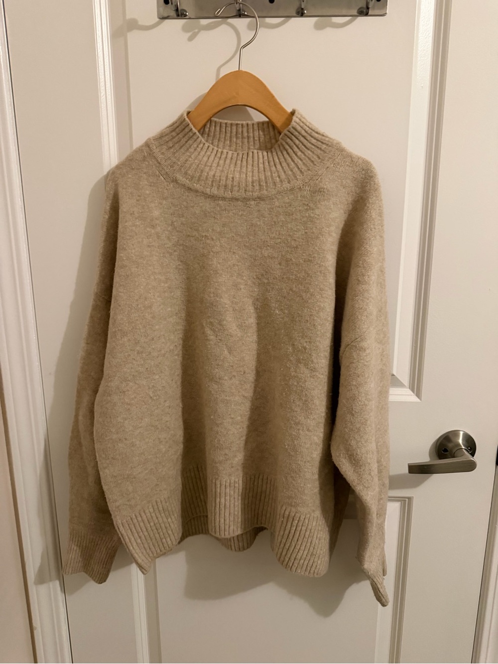 H&M Beige Mock Neck Cozy Knit Sweater